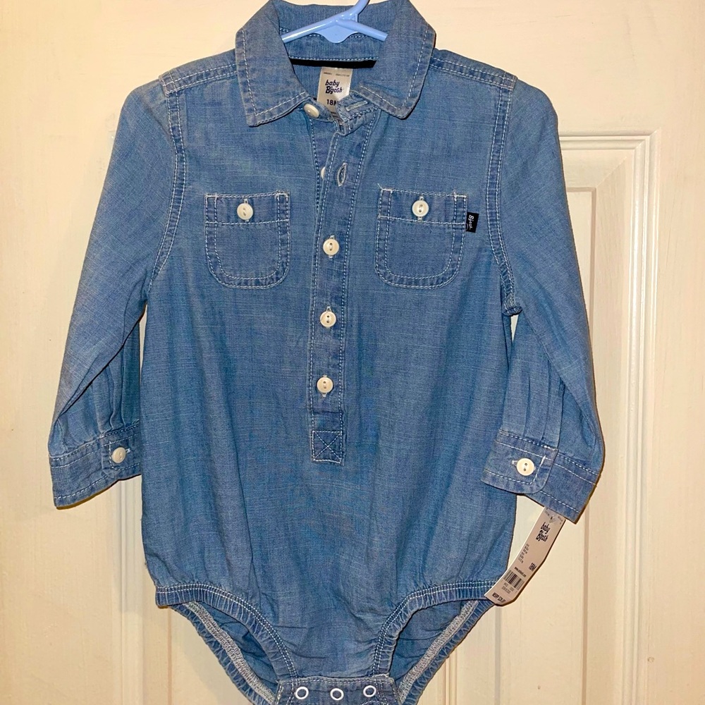 Denim Button-Front Bodysuit